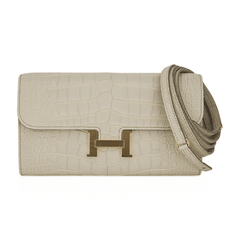 Constance Long To Go Wallet Beton Matte Alligator with Gold Hardware