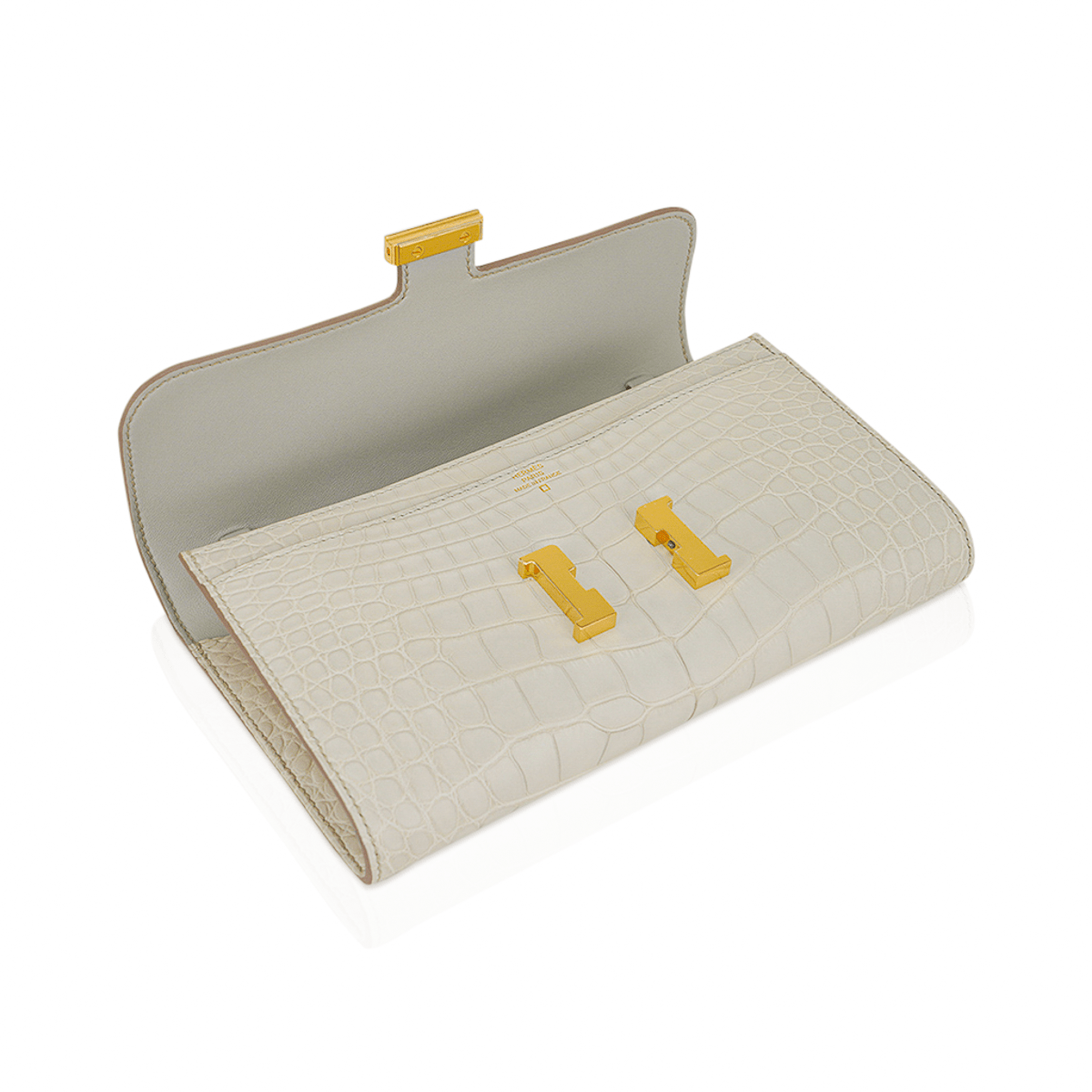 Constance Long To Go Wallet Beton Matte Alligator with Gold Hardware