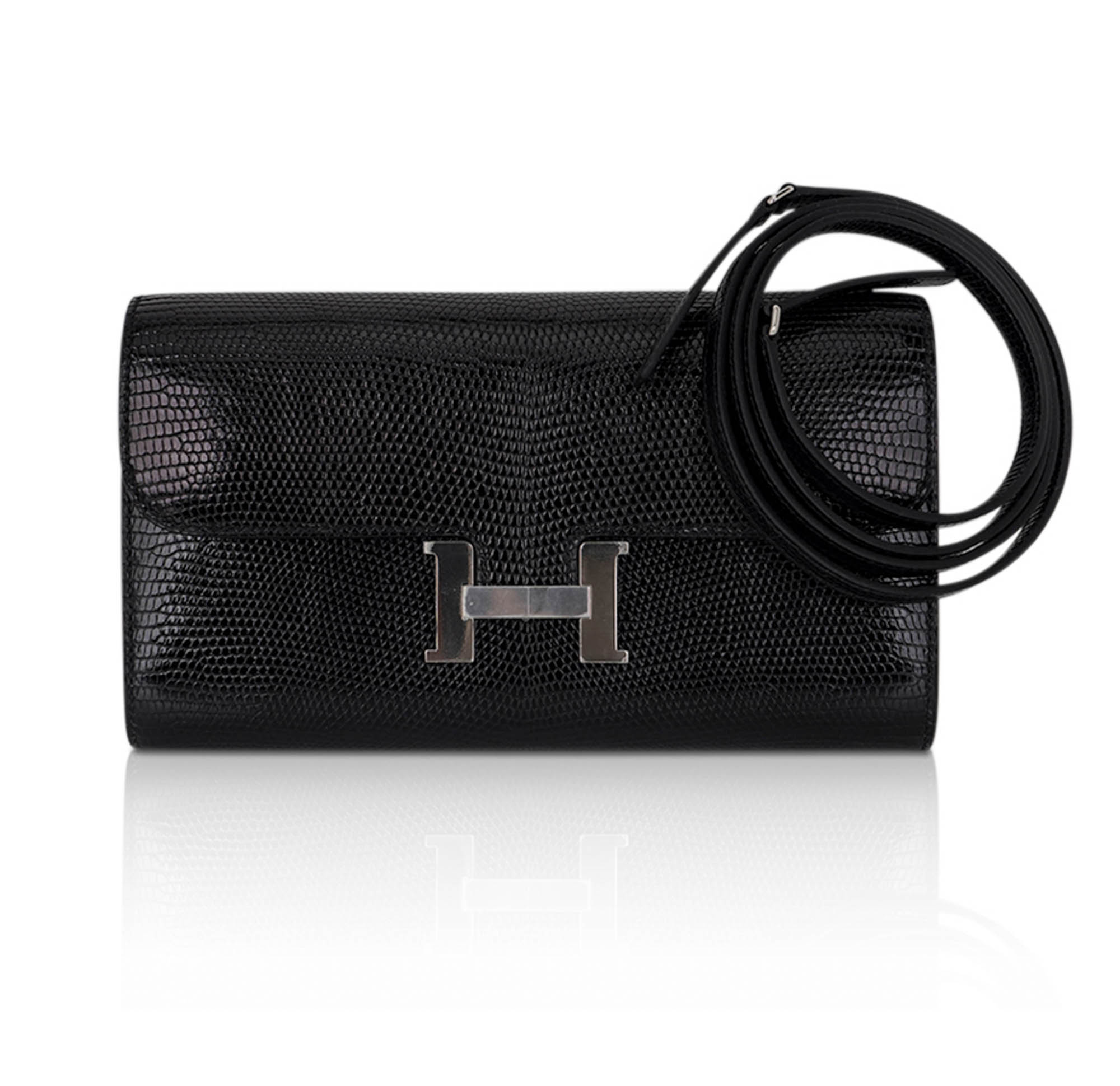 Constance Long To Go Wallet Black Lizard with Palladium Hardware