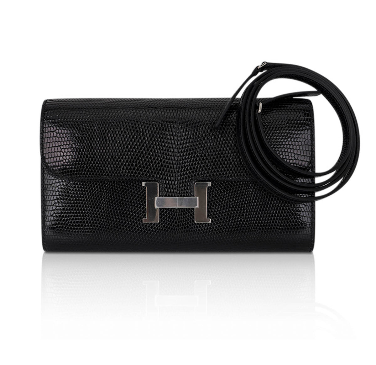 Constance Long To Go Wallet Black Lizard with Palladium Hardware
