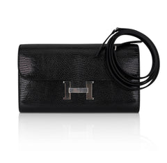 Constance Long To Go Wallet Black Lizard with Palladium Hardware