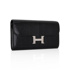 Constance Long To Go Wallet Black Lizard with Palladium Hardware
