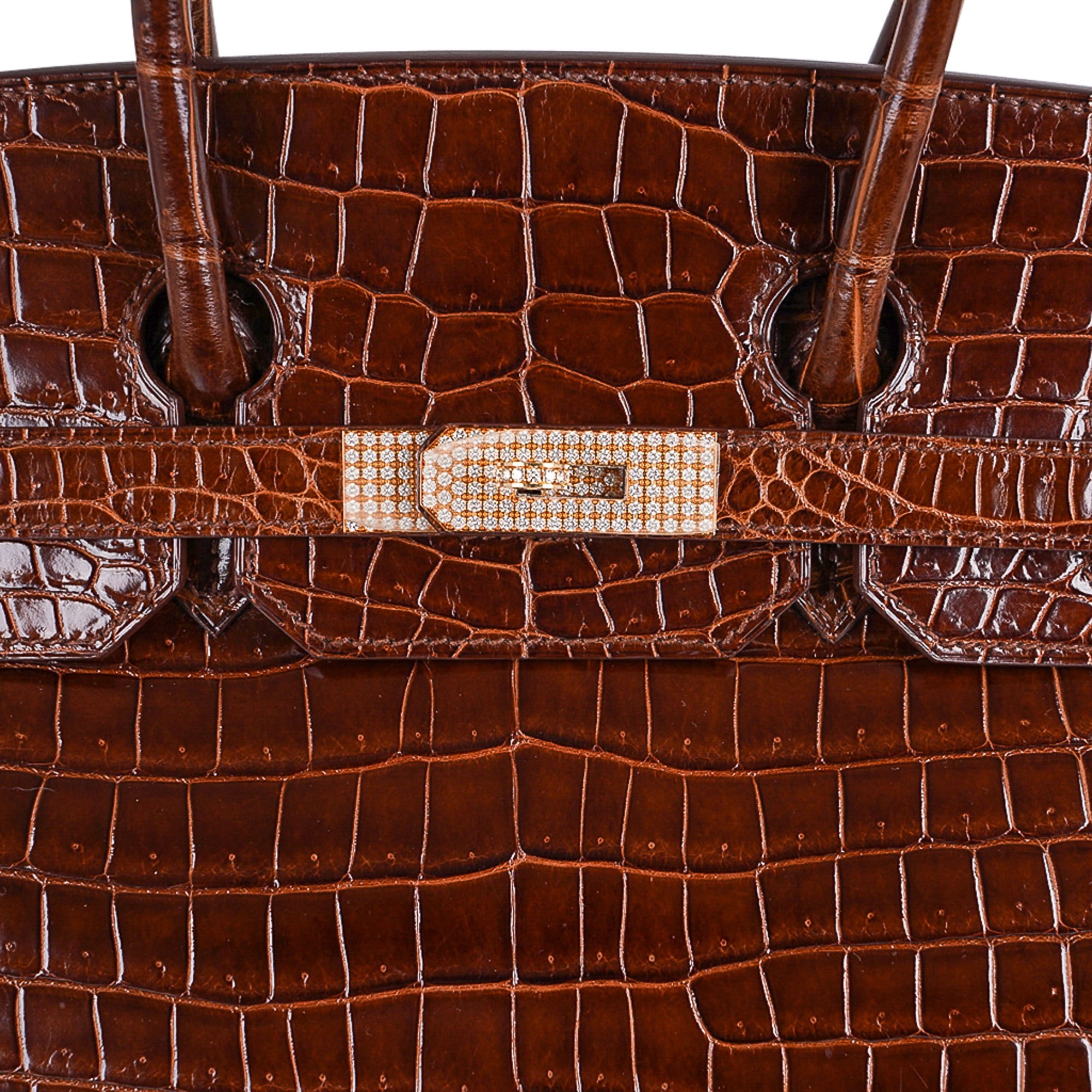 Limited Edition Birkin 35 Bag Diamond Miel Porosus Crocodile with Gold Hardware