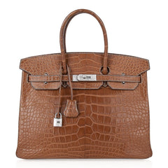 Diamond Birkin 35 Bag Fauve Barenia Matte Alligator Rare
