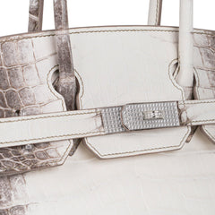 Birkin 30 Bag Diamond Himalaya Blanc Matte Niloticus Crocodile with 18k White Gold Hardware