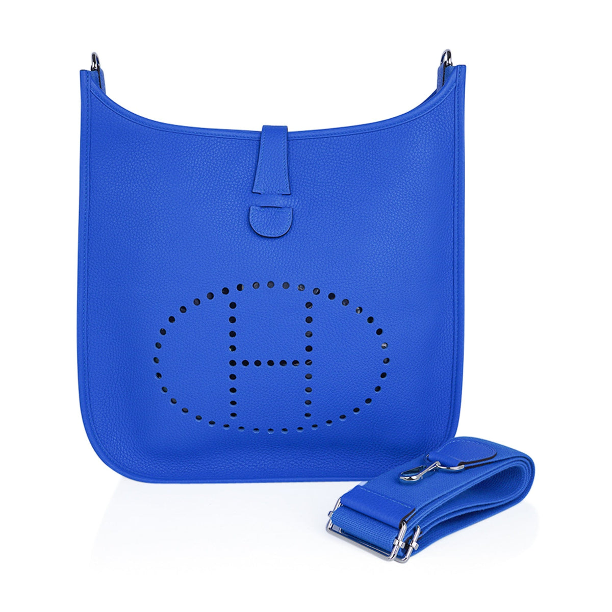 Evelyne GM Bag Blue Hydra Clemence Leather with Palladium Hardware