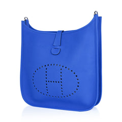 Evelyne GM Bag Blue Hydra Clemence Leather with Palladium Hardware