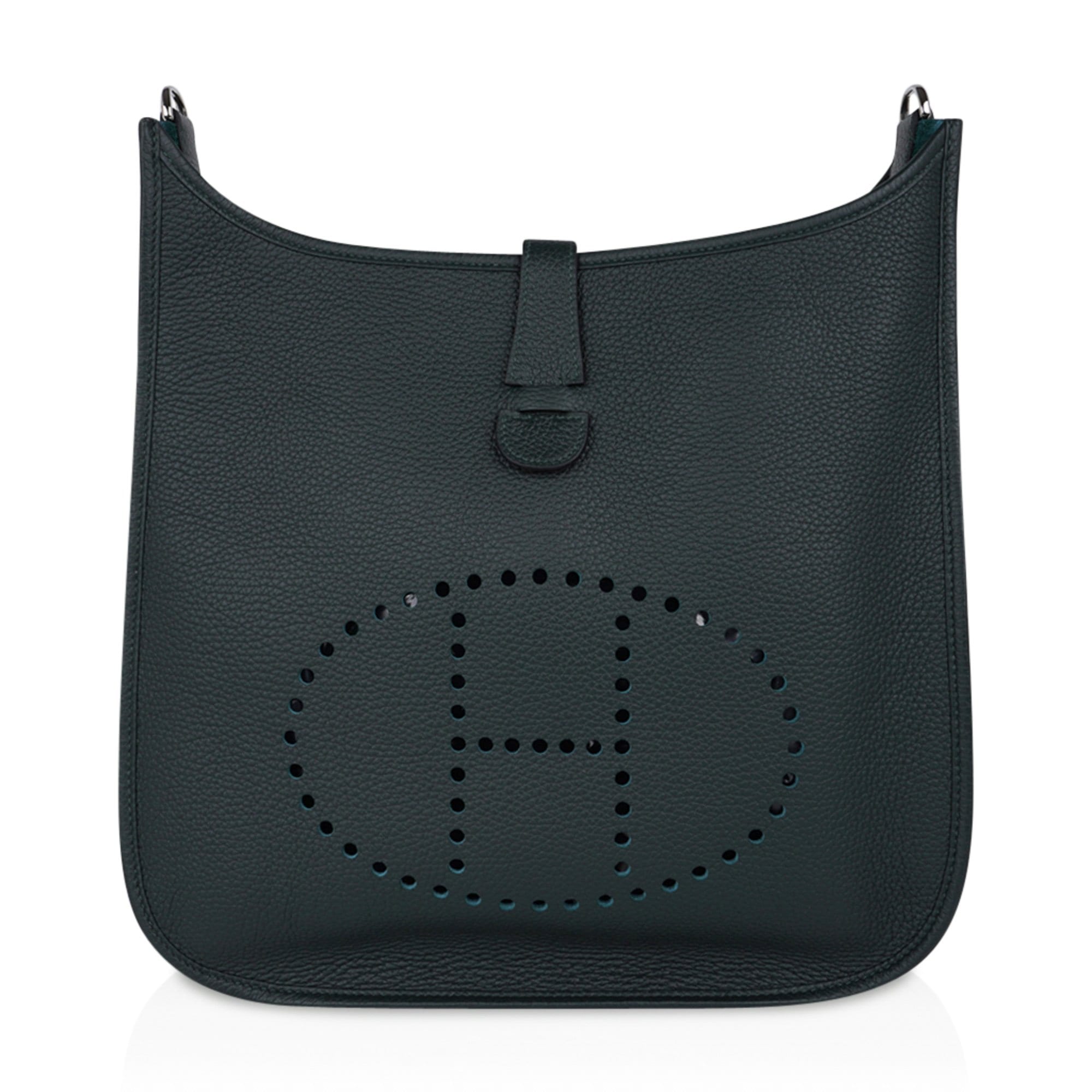 Bag Evelyne GM Vert Fonce Clemence Palladium Hardware New w/ Box