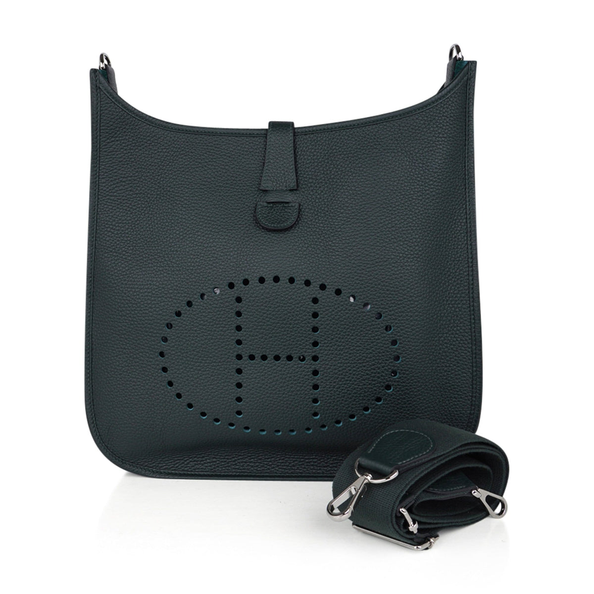 Bag Evelyne GM Vert Fonce Clemence Palladium Hardware New w/ Box