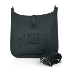 Bag Evelyne GM Vert Fonce Clemence Palladium Hardware New w/ Box