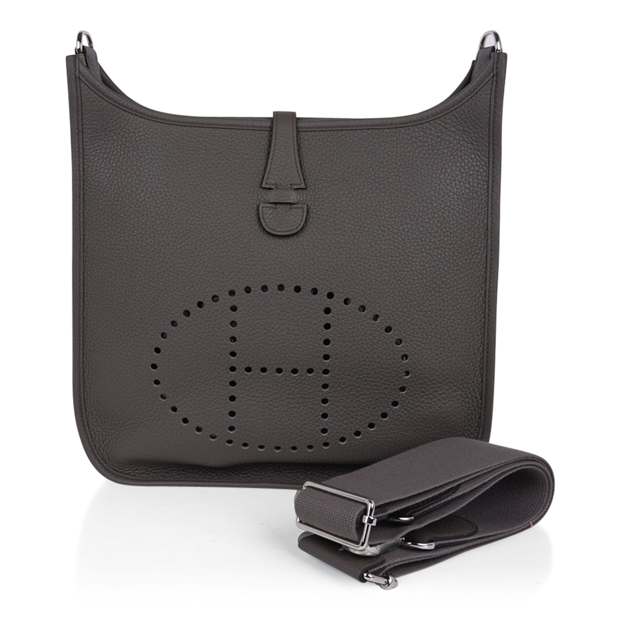 Evelyne PM Bag Gray Etain Clemence Leather Palladium