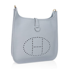 Evelyne PM Bag Blue Pale Clemence Leather with Gold Hardware