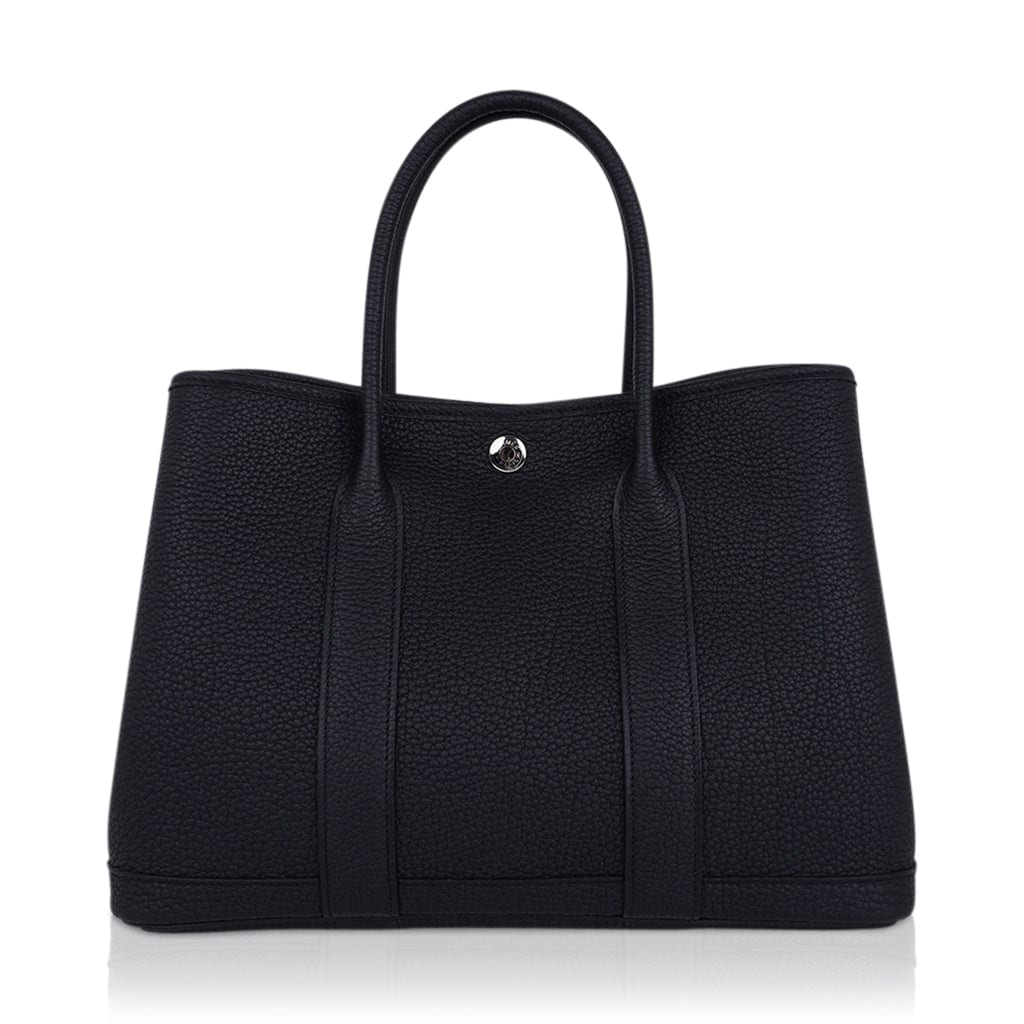 Garden Party 30 Bag Black Vache Country Leather with Palladium Hardware