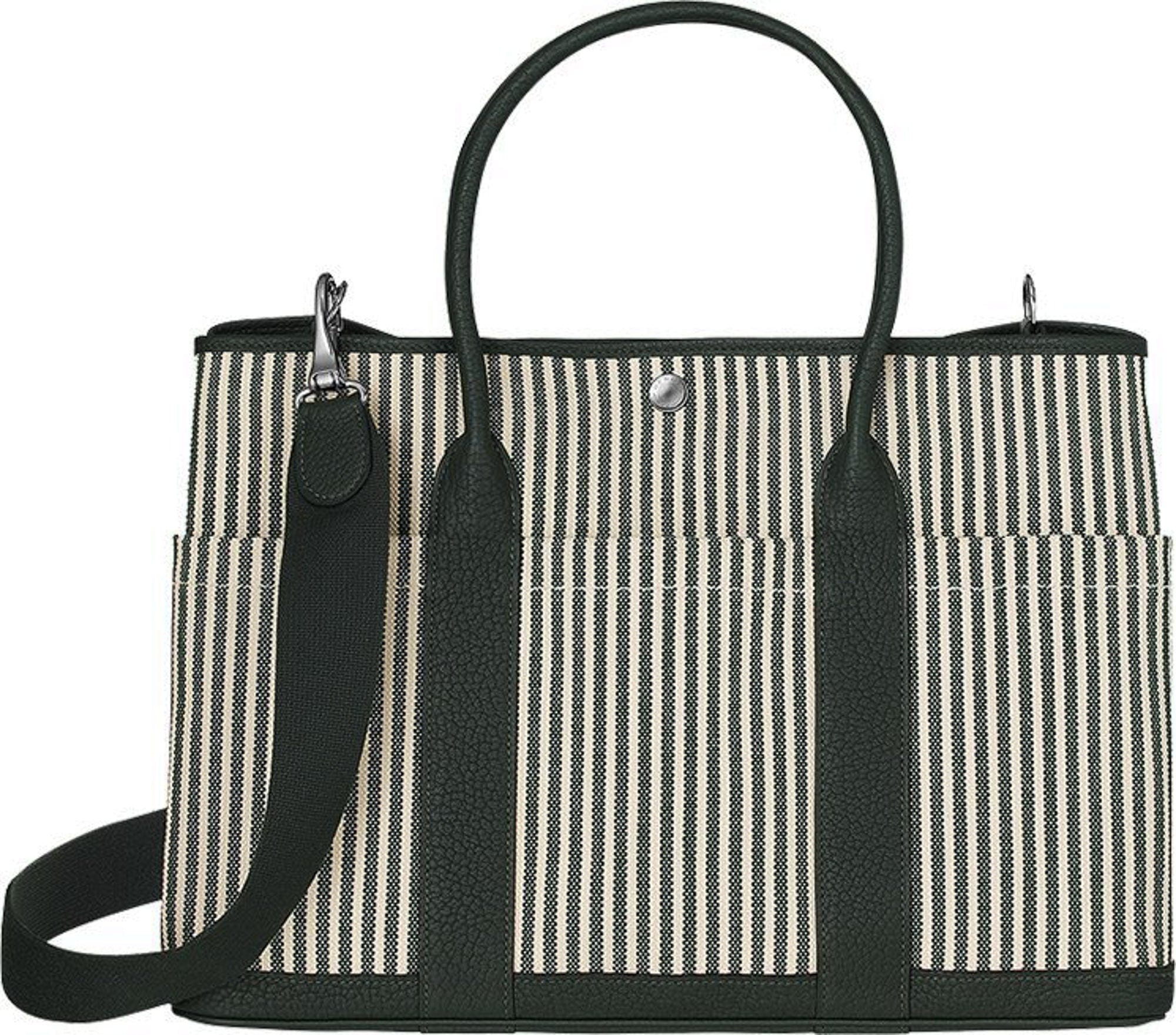 Garden Party 36 Bag Pockets Canvas Vert Anglais & Vert Fonce Vache Country Leather with Palladium Hardware