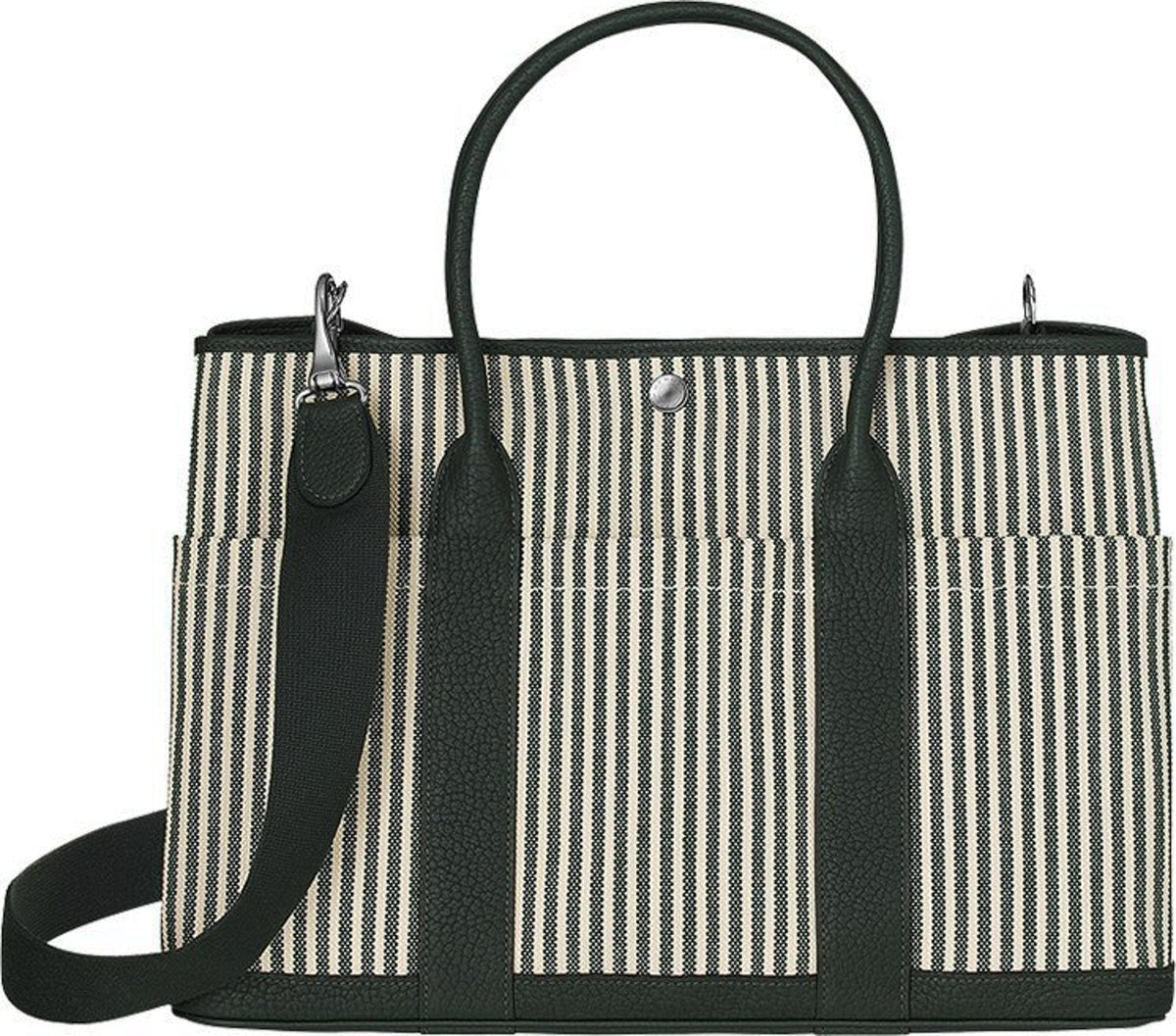 Garden Party 36 Bag Pockets Canvas Vert Anglais & Vert Fonce Vache Country Leather with Palladium Hardware