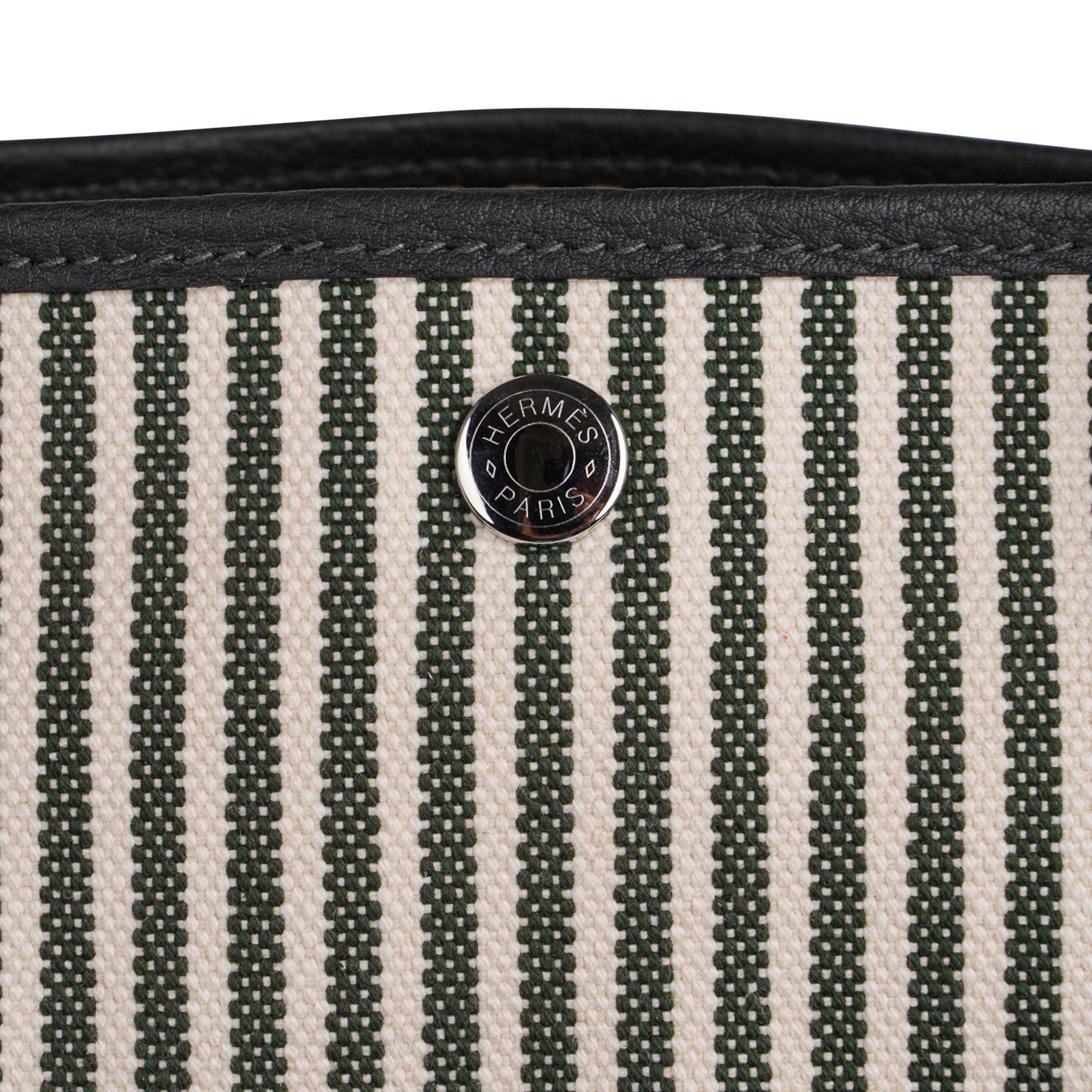 Garden Party 36 Bag Pockets Canvas Vert Anglais & Vert Fonce Vache Country Leather with Palladium Hardware