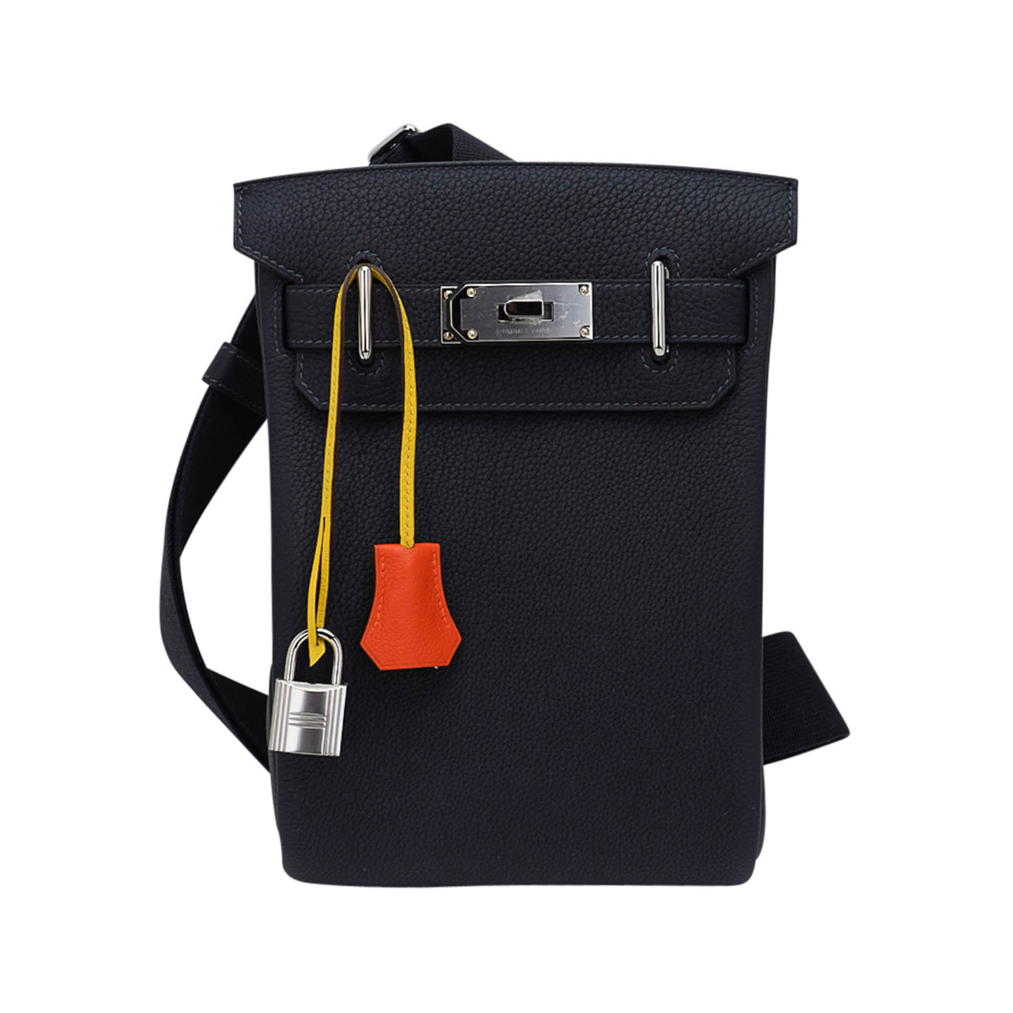 Hac a Dos PM Backpack Caban Tricolor Togo Leather with Palladium Hardware