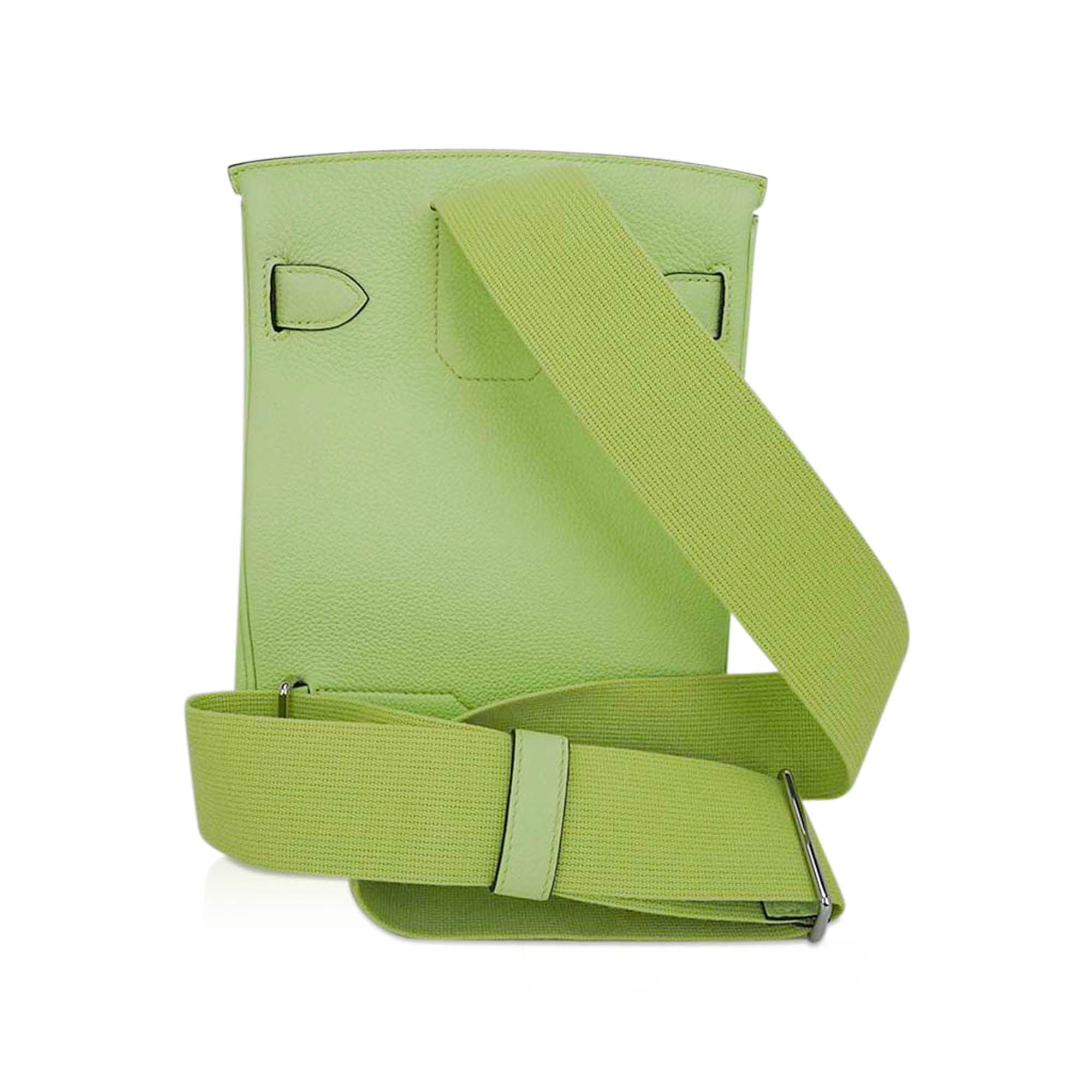 Hac a Dos PM Backpack Vert Absinthe Togo Leather with Palladium Hardware