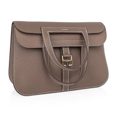 Halzan 25 Etoupe Bag Gold Hardware Clemence Leather