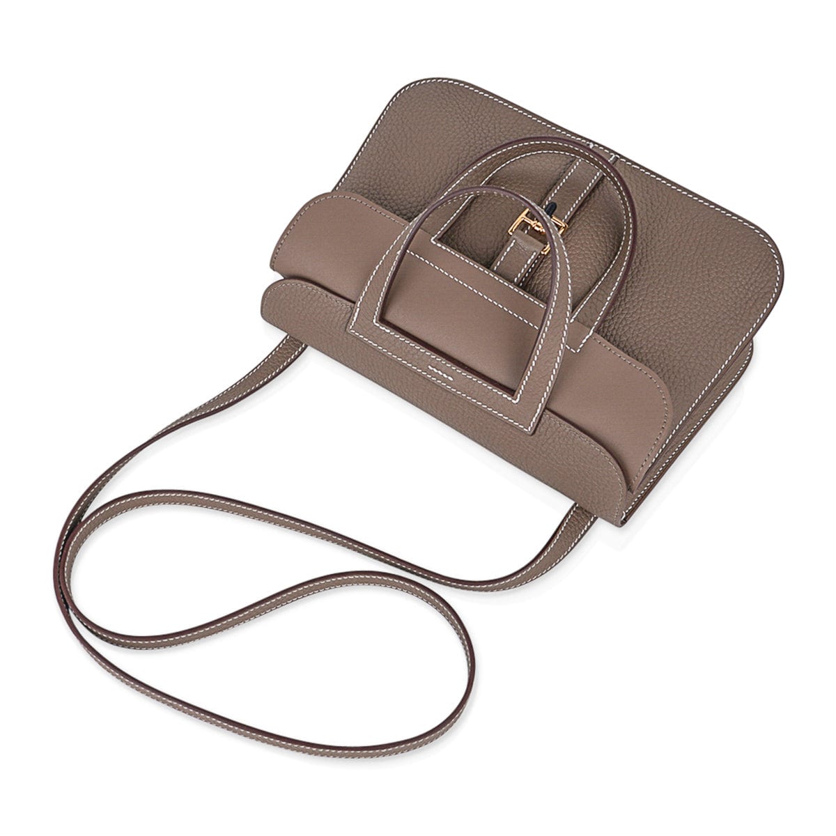 Halzan 25 Etoupe Bag Gold Hardware Clemence Leather