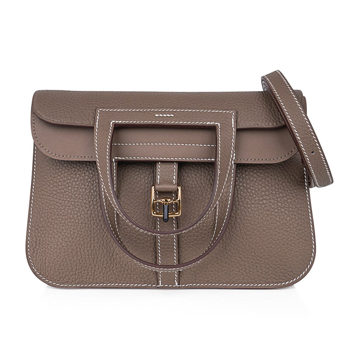 Halzan 25 Etoupe Bag Gold Hardware Clemence Leather