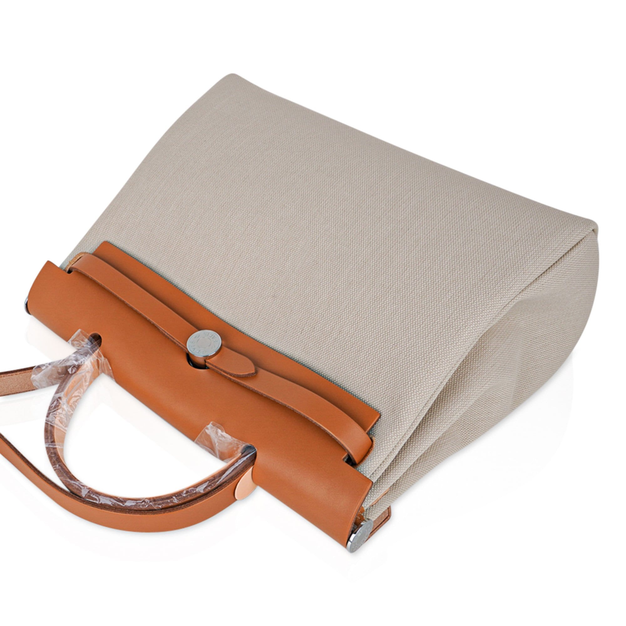 Herbag Zip 31 Bag Beton Toile Militaire / Natural Sable Leather Palladium New w/Box