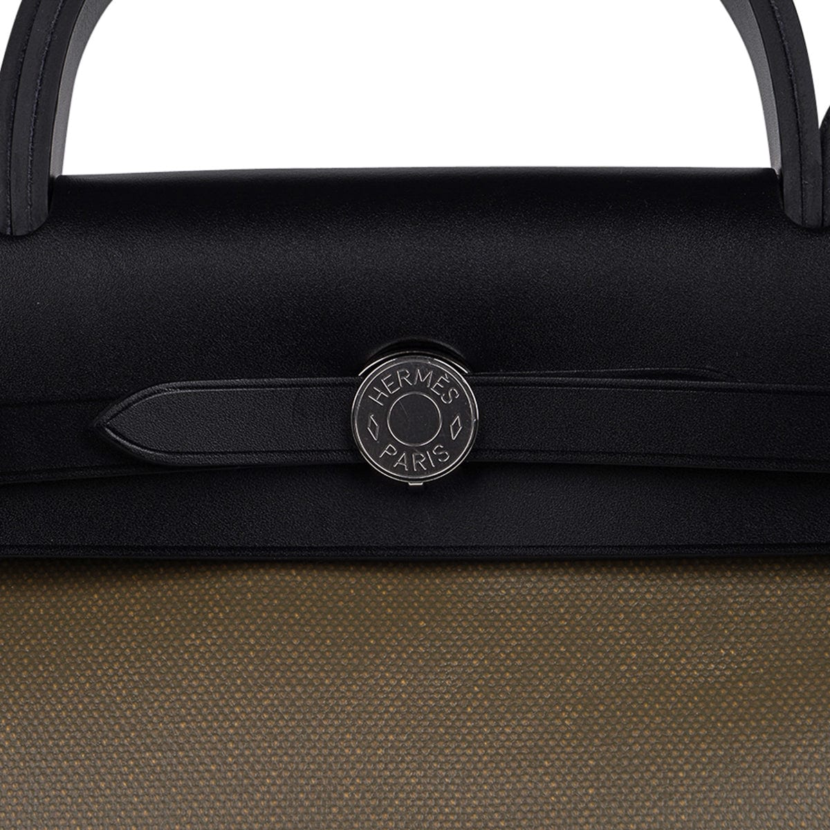 Herbag Zip 31 Bag Retourne Khaki Berline & Black Leather with Palladium Hardware