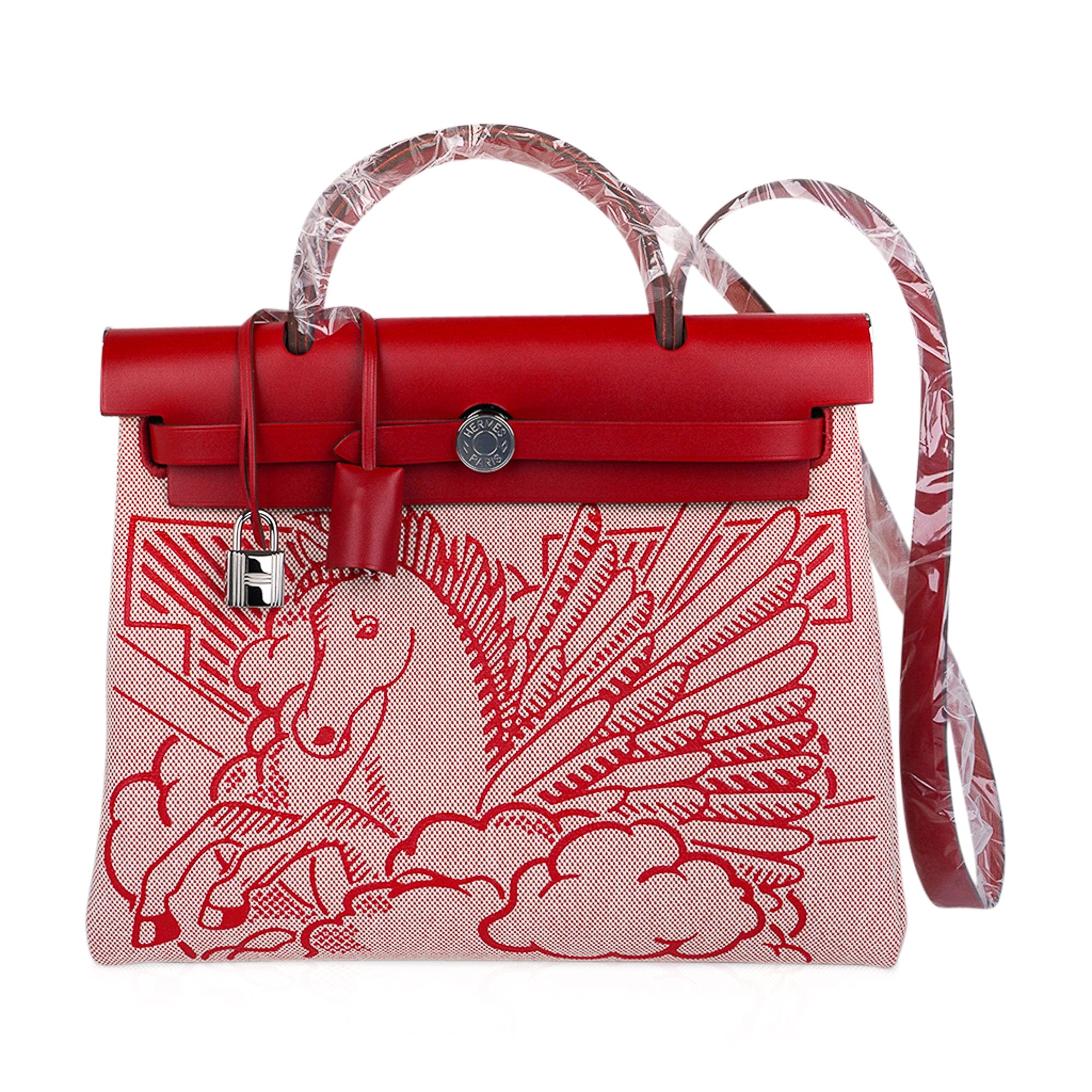 Special Edition Herbag Zip 31 Bag Pegase Pop Rouge Vache Hunter Leather with Palladium Hardware
