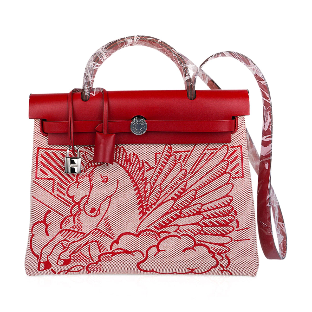Special Edition Herbag Zip 31 Bag Pegase Pop Rouge Vache Hunter Leather with Palladium Hardware
