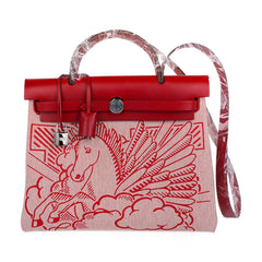 Special Edition Herbag Zip 31 Bag Pegase Pop Rouge Vache Hunter Leather with Palladium Hardware