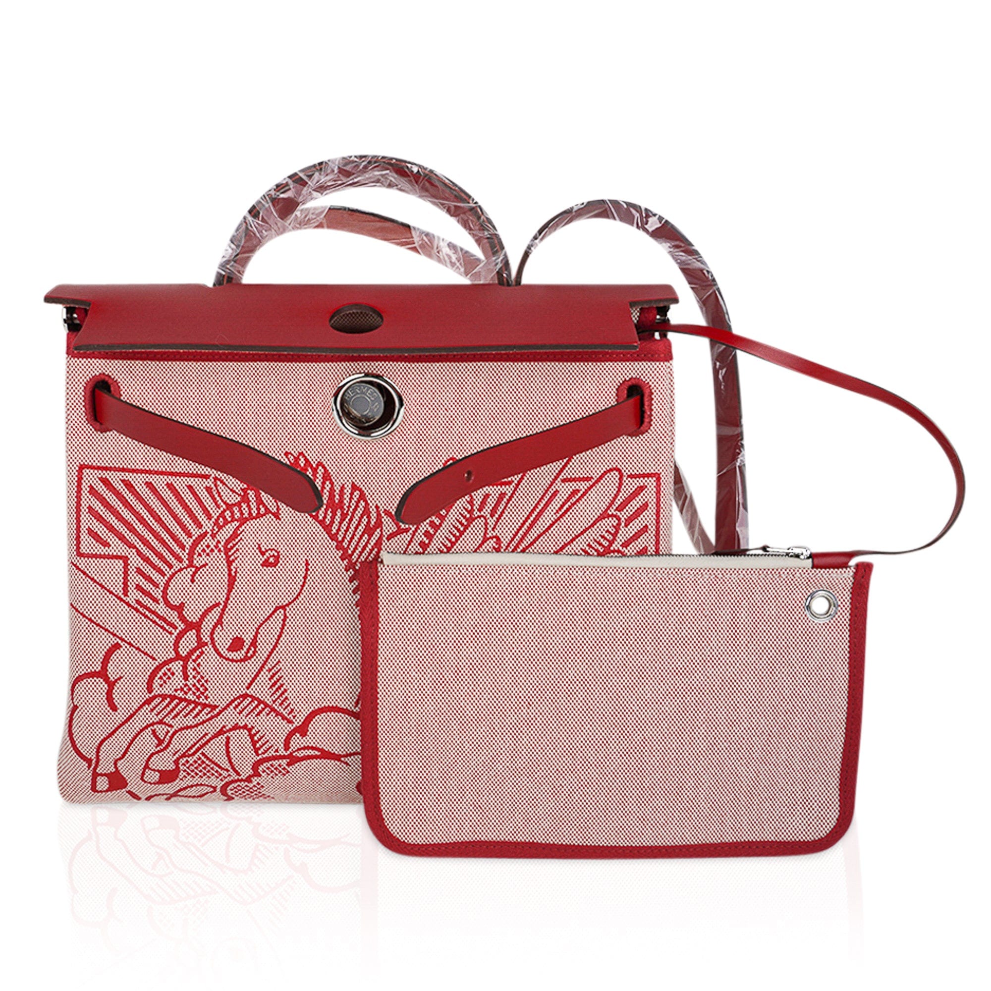 Special Edition Herbag Zip 31 Bag Pegase Pop Rouge Vache Hunter Leather with Palladium Hardware