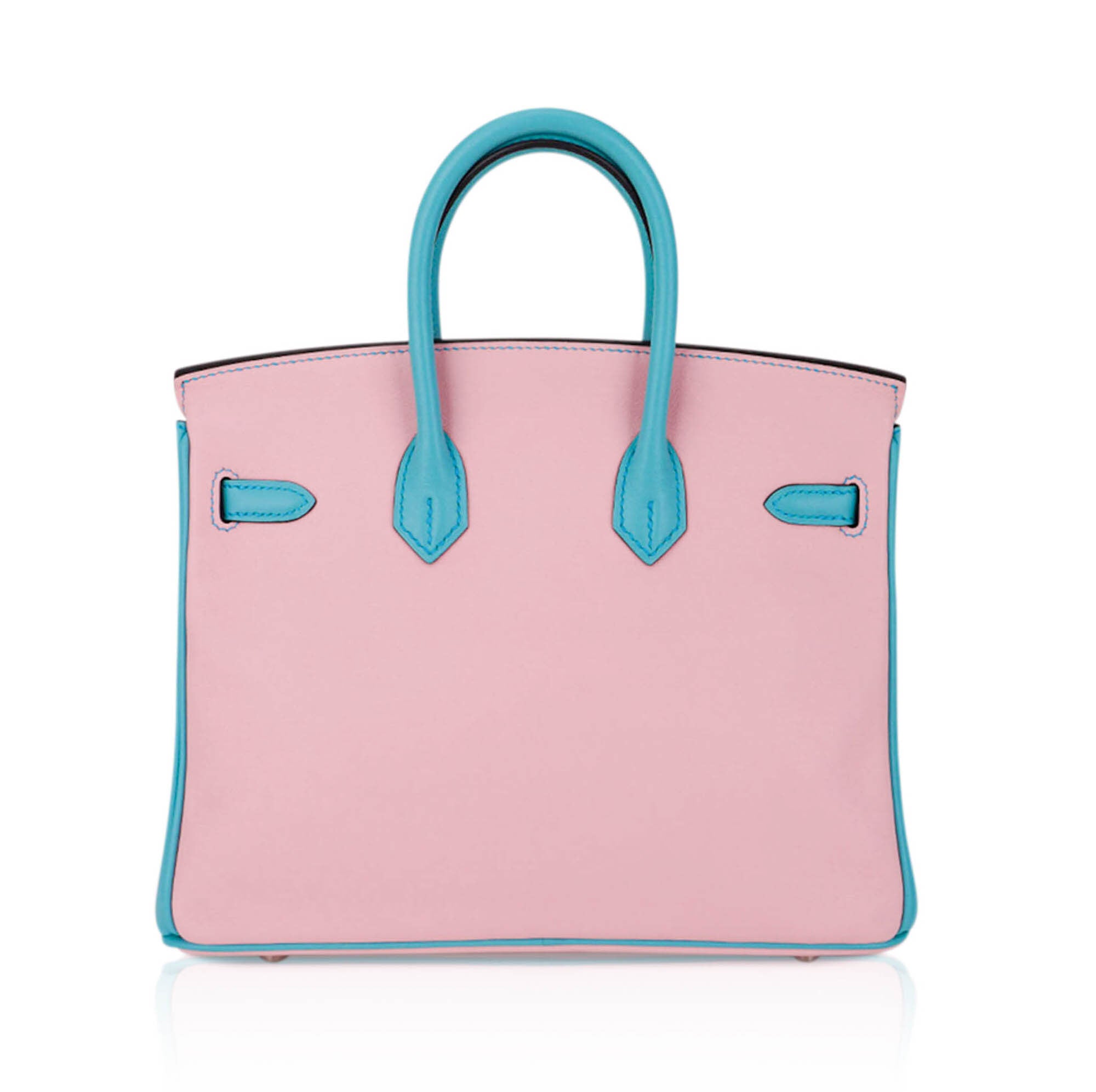 Special Order HSS Birkin 25 Bag Rose Sakura & Blue Atoll Swift Leather Palladium Hardware