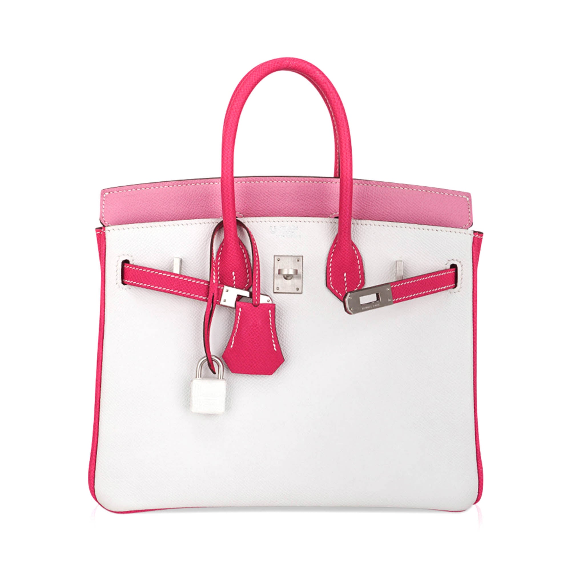 Special Order HSS Birkin 25 Bag White Rose Tyrien and Rose Confetti Epsom Leather