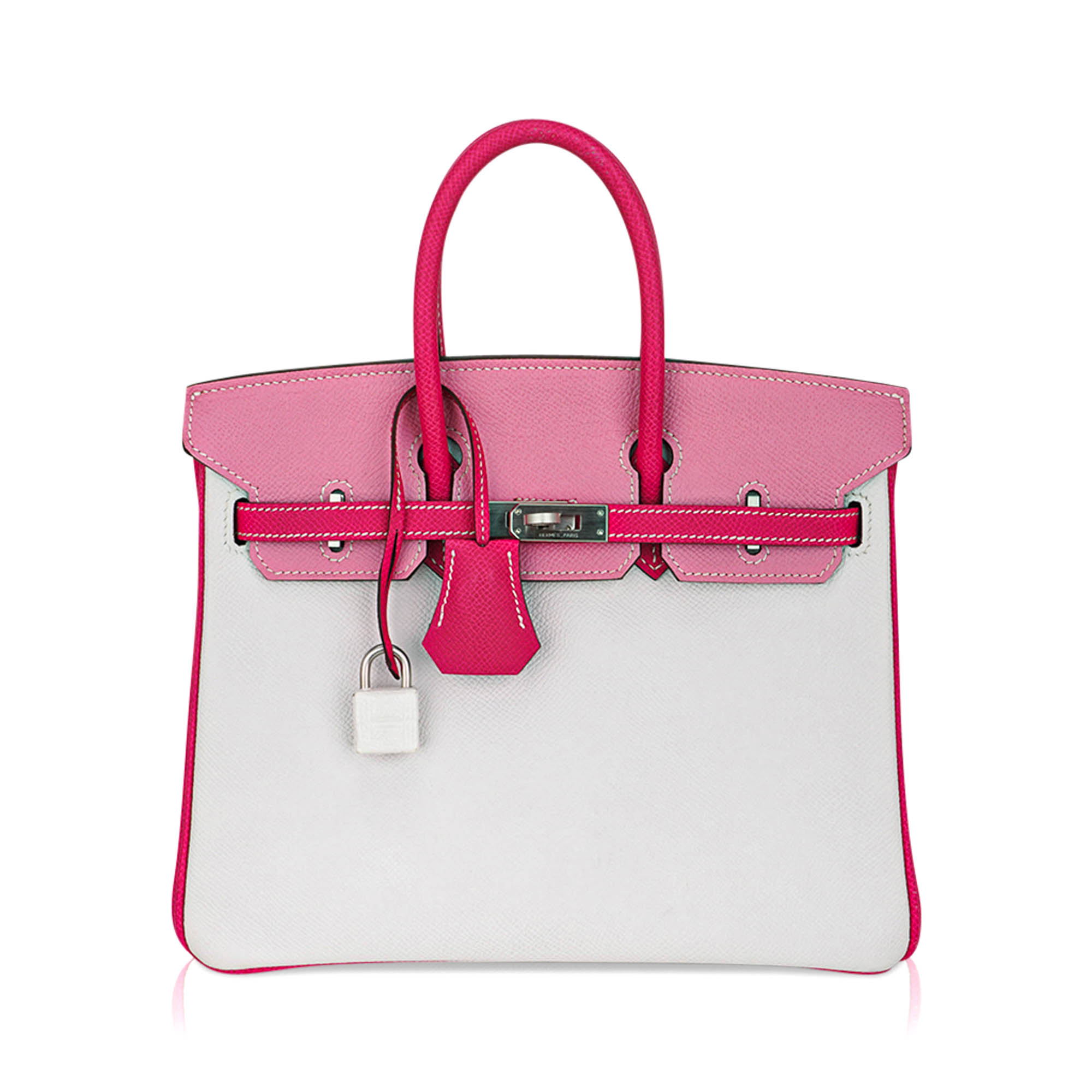 Special Order HSS Birkin 25 Bag White Rose Tyrien and Rose Confetti Epsom Leather