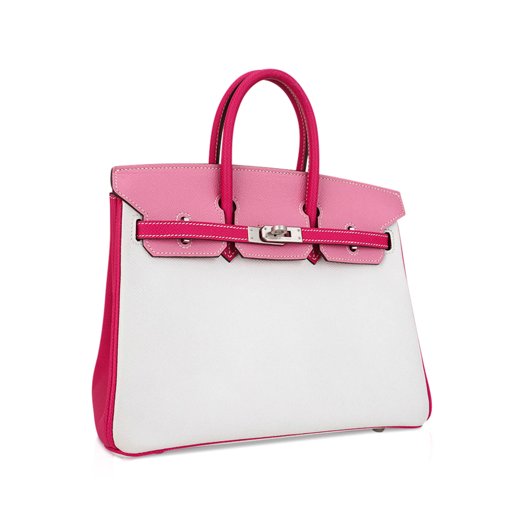 Special Order HSS Birkin 25 Bag White Rose Tyrien and Rose Confetti Epsom Leather