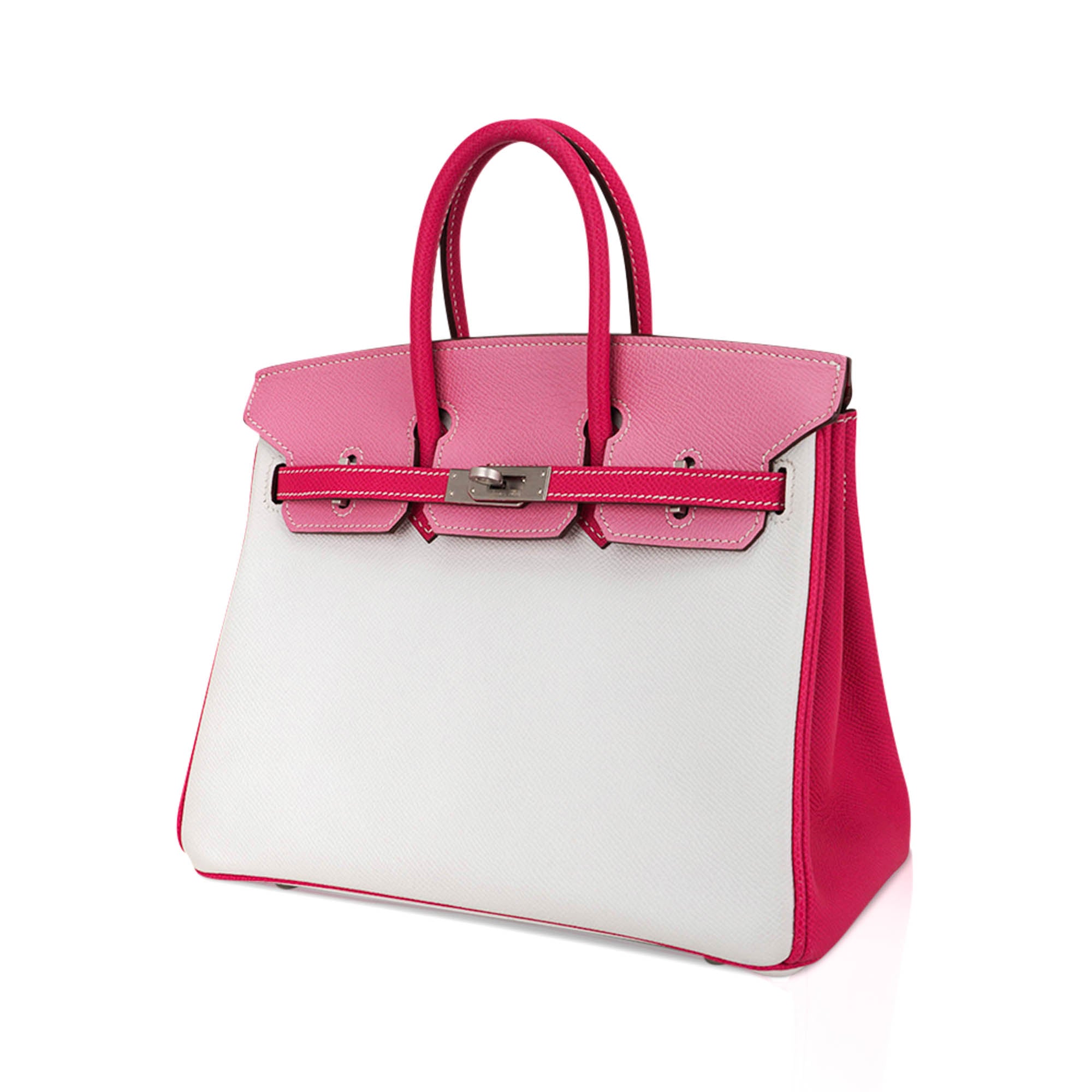 Special Order HSS Birkin 25 Bag White Rose Tyrien and Rose Confetti Epsom Leather