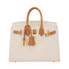 Special Order HSS Birkin 25 Sellier Craie and Sesame Gold Hardware Epsom Leather