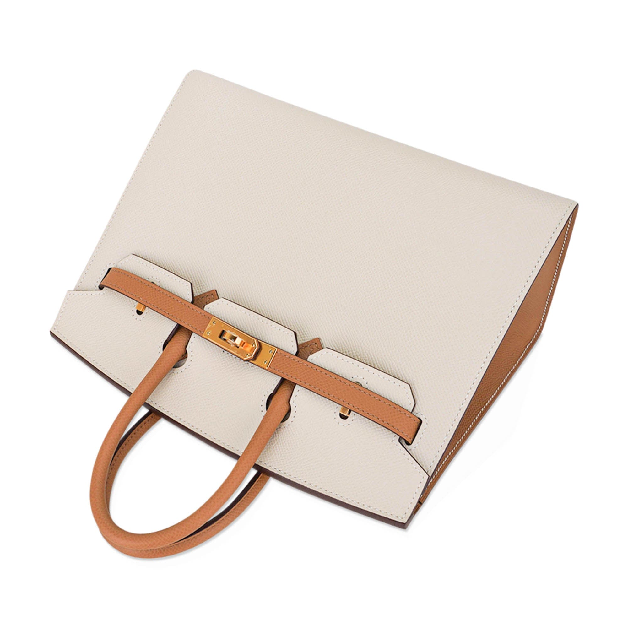 Special Order HSS Birkin 25 Sellier Craie and Sesame Gold Hardware Epsom Leather