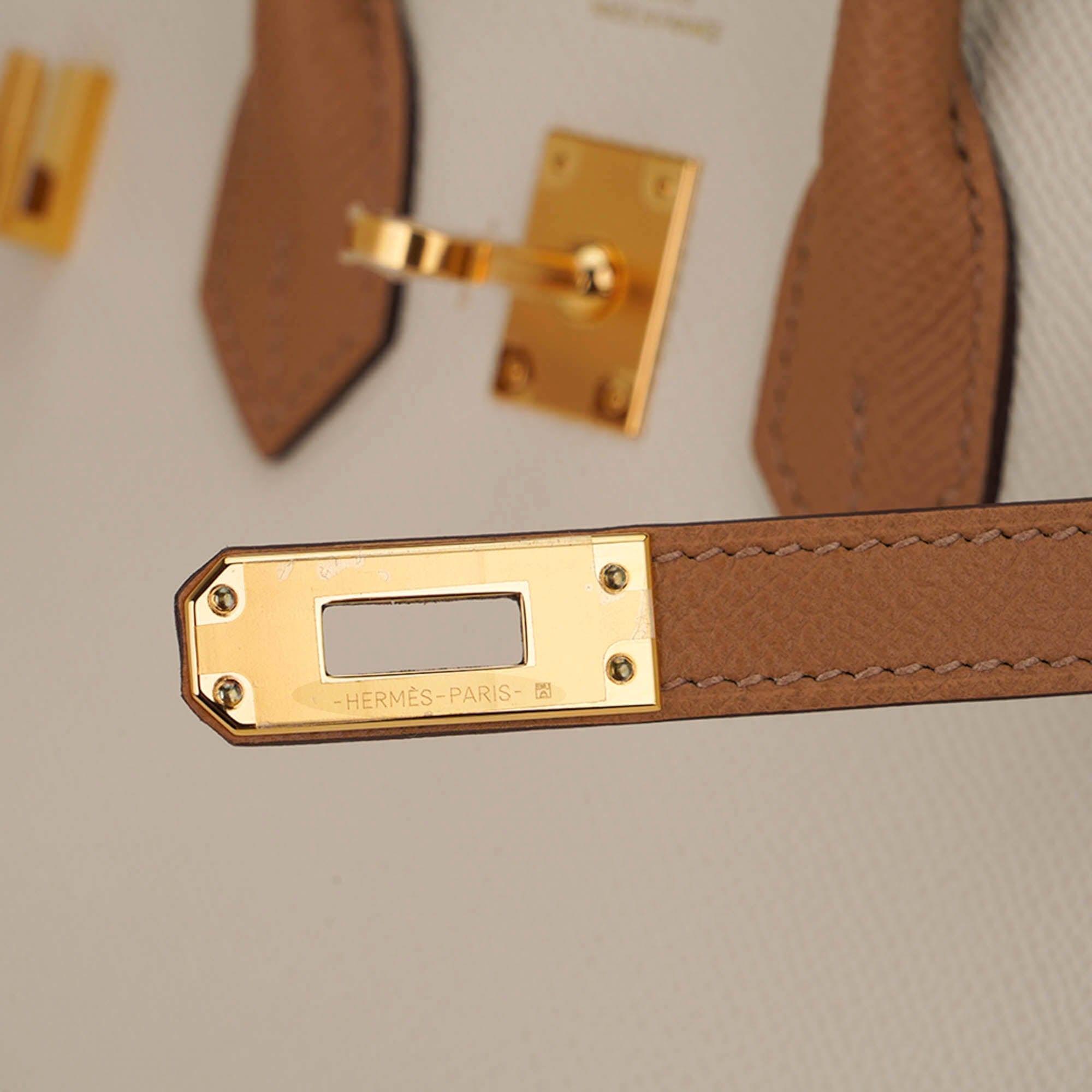 Special Order HSS Birkin 25 Sellier Craie and Sesame Gold Hardware Epsom Leather