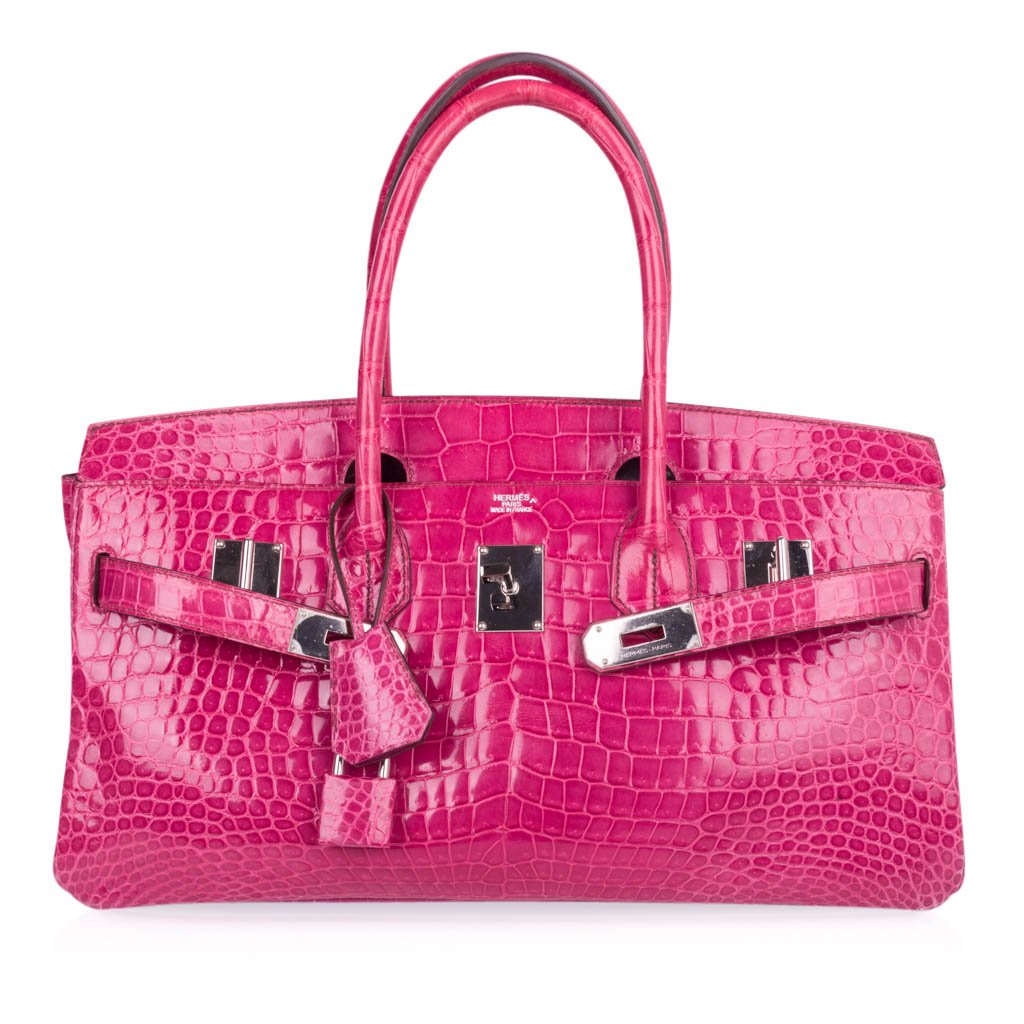 JPG Shoulder Birkin 42 Bag Fuchsia Porosus Crocodile Bag Limited Edition