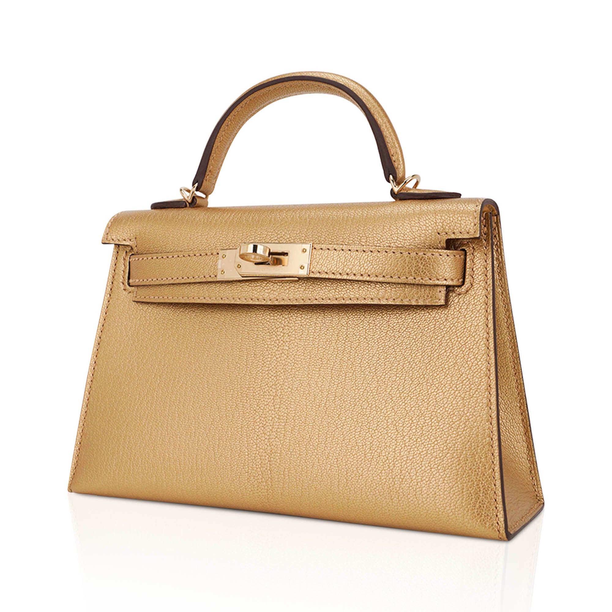 Kelly Sellier 20 Metallic Dore Chevre Chamkilight Permabrass Hardware
