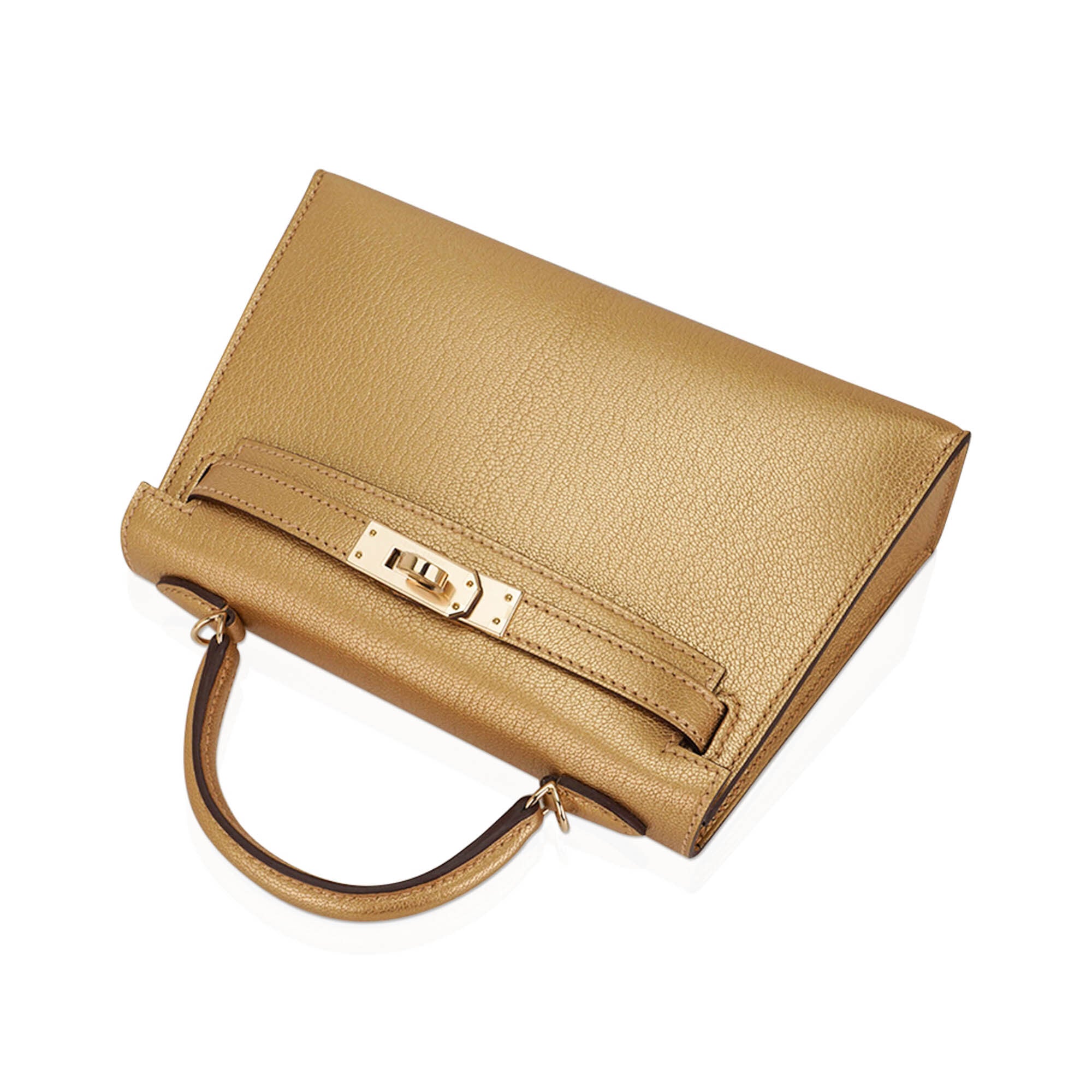Kelly Sellier 20 Metallic Dore Chevre Chamkilight Permabrass Hardware