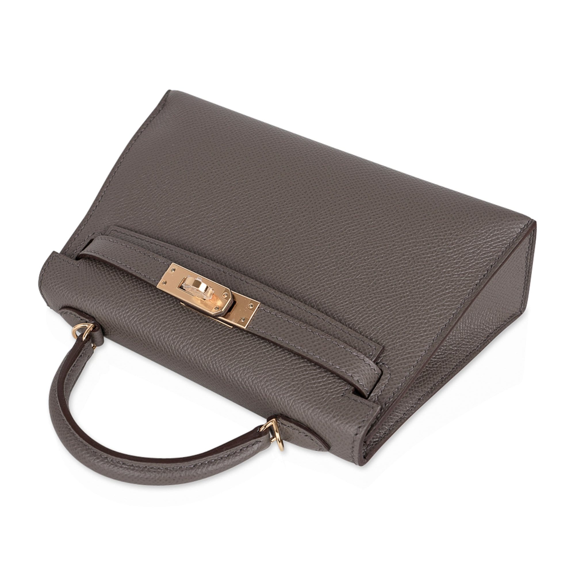 Kelly 20 Mini Sellier Bag Etain Epsom Leather Gold Hardware New w/Box