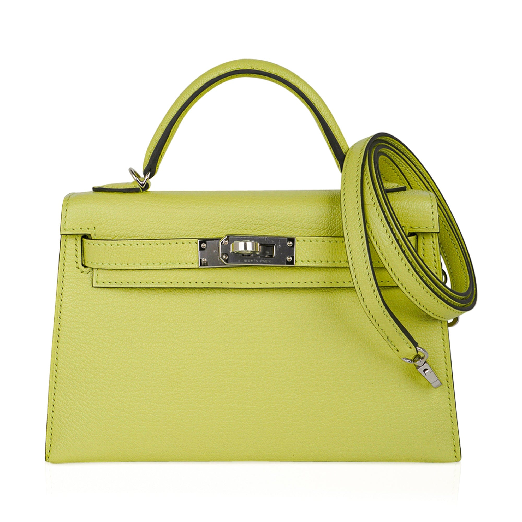 Mini Kelly 20 Bag Sellier Jaune Bourgeon Chevre Leather with Palladium Hardware