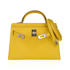 Verso Mini Kelly 20 Bag Sellier Jaune de Naples & Gold Chevre Leather with Palladium Hardware