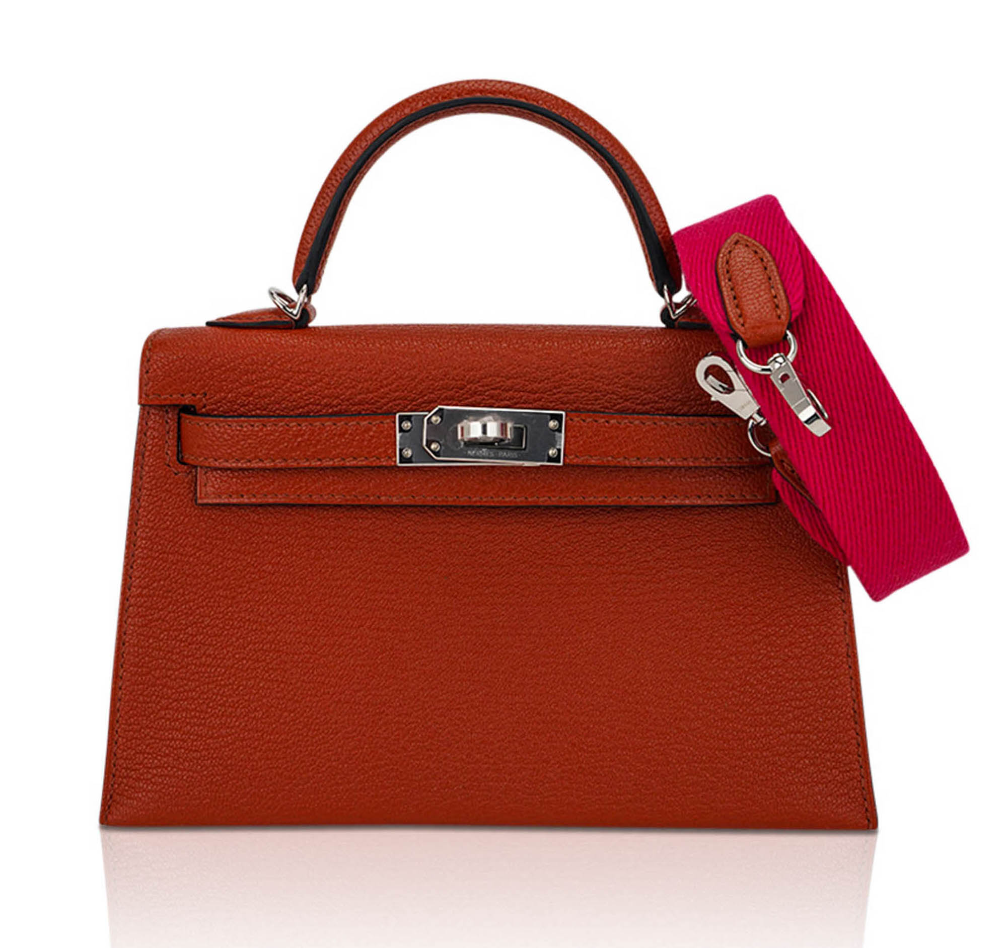 Mini Kelly 20 Bag Sellier Cuivre Chevre Leather with Palladium Hardware