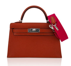 Mini Kelly 20 Bag Sellier Cuivre Chevre Leather with Palladium Hardware