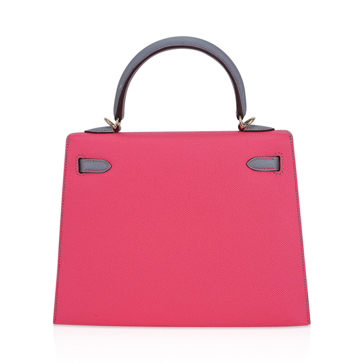 Kelly Sellier 25 HSS Bag Rose Azalee/Gris Mouette Leather Permabrass
