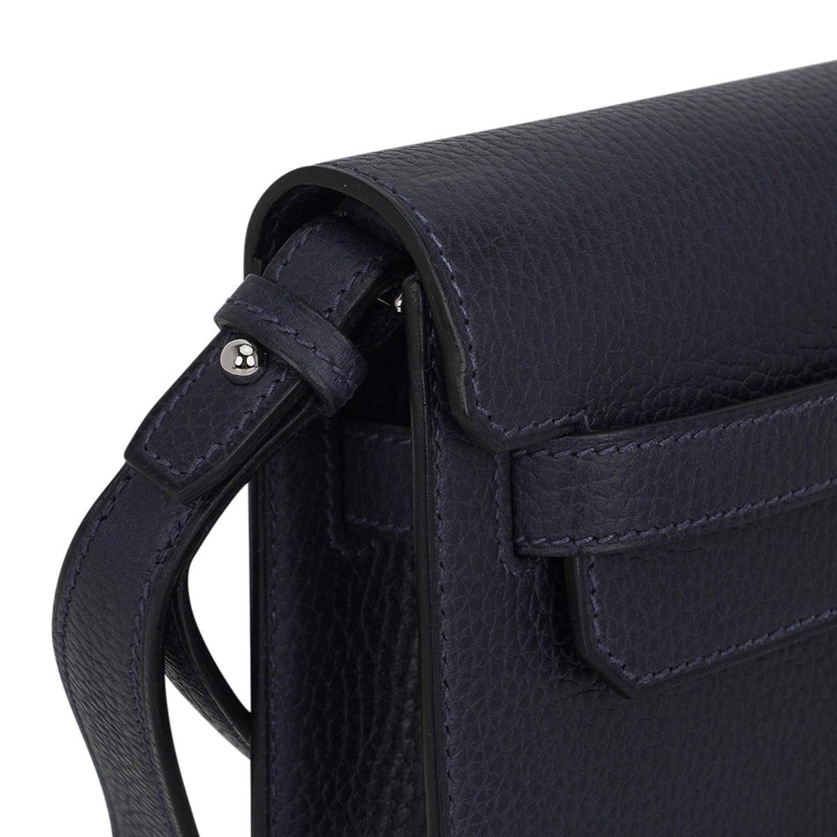 Kelly Depeches 25 Pouch Blue Ocean Galop D’Vache Leather with Palladium Hardware
