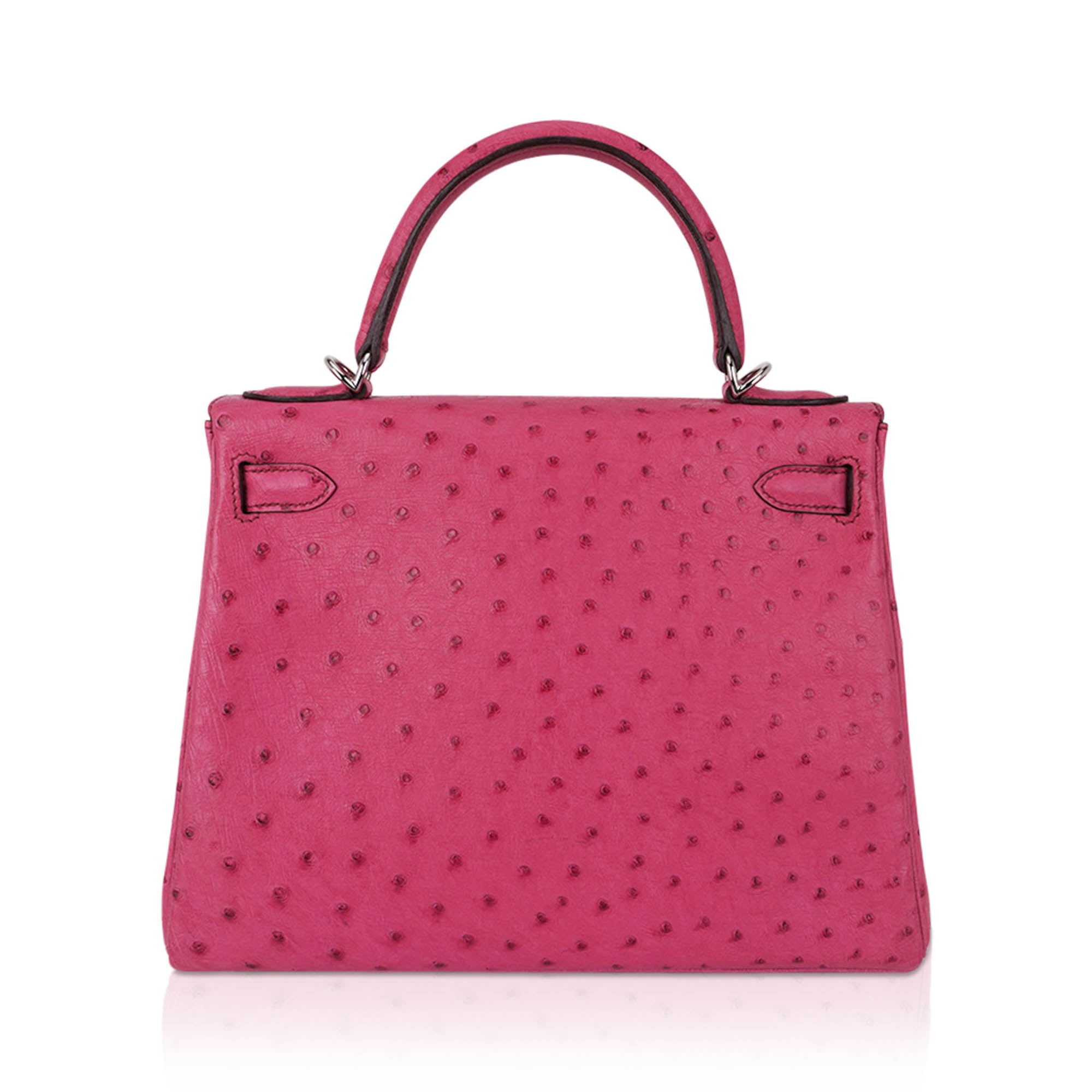 Kelly 25 Retourne Bag Fuchsia Ostrich with Palladium Hardware